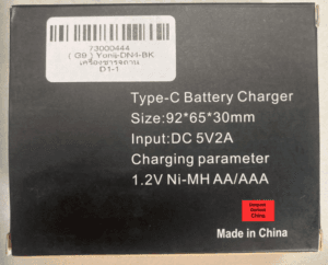 Back picture of the DN4 charger box