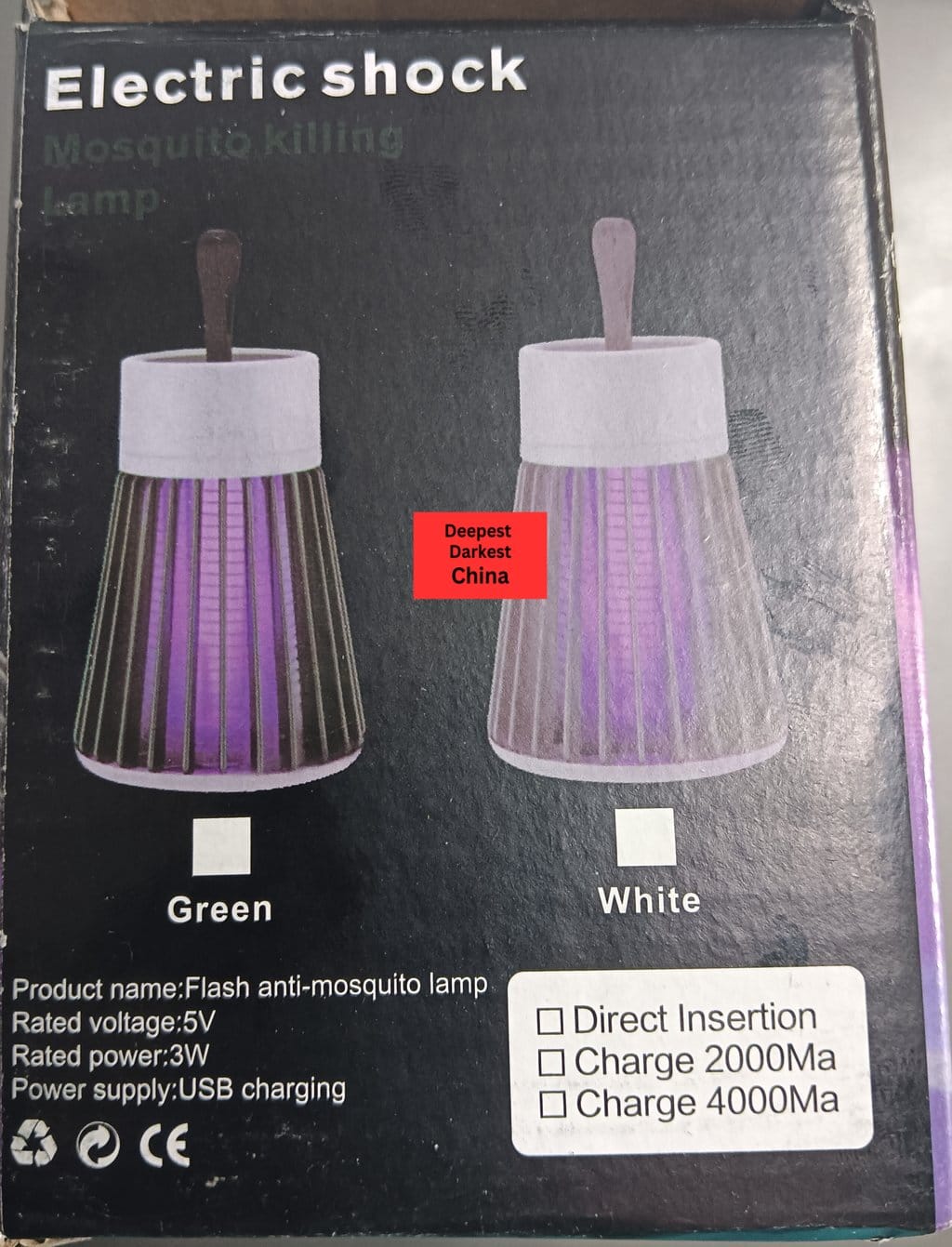 Electric Shock Mosquito Killing Lamp (YG-002) rear of box