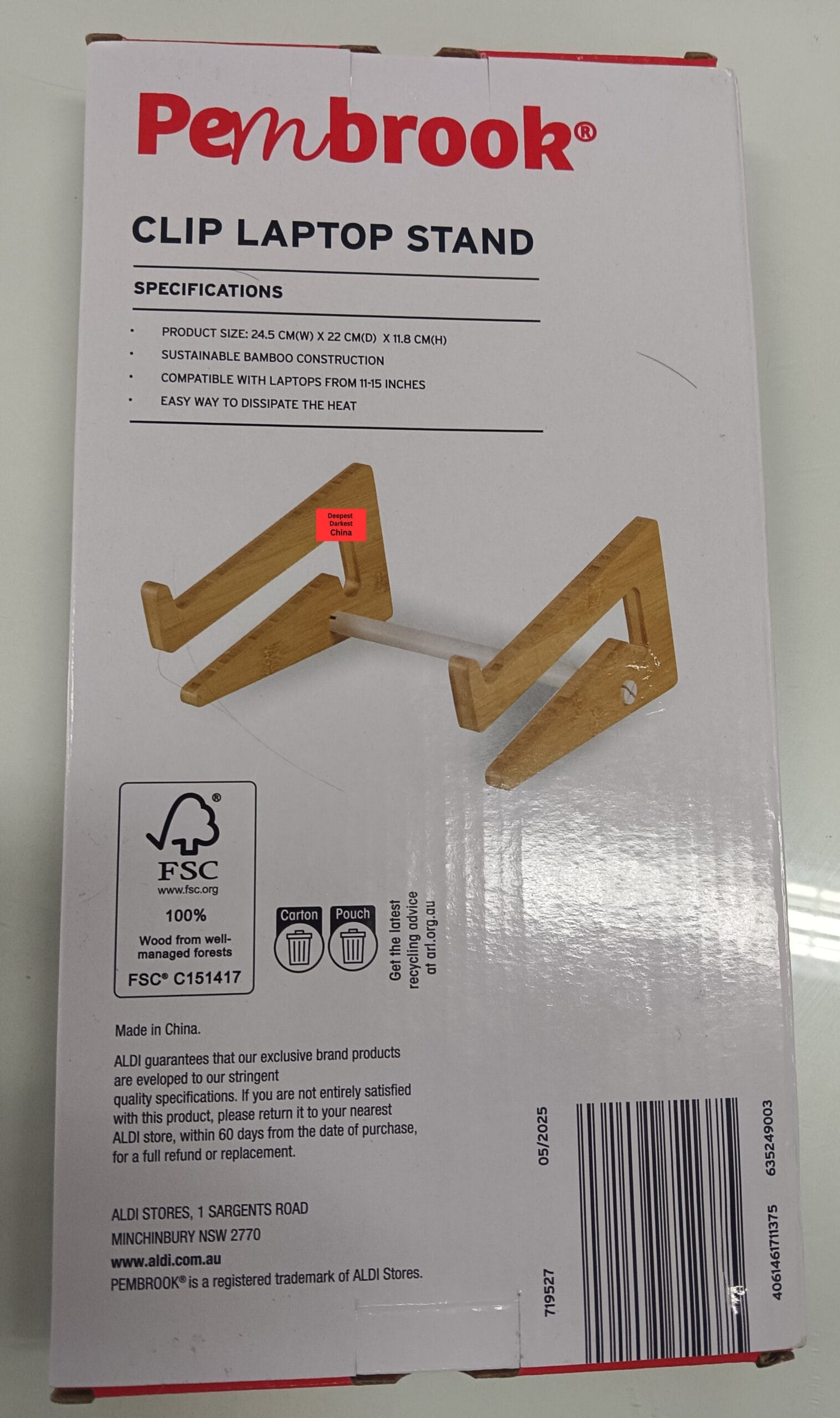 Back cover of Pembrook Clip Laptop Stand box